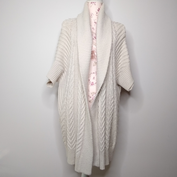 Cynthia Rowley Jackets & Blazers - CYNTHIA ROWLEY Sweater Coat Chunky Cable Knit Wool Sweater